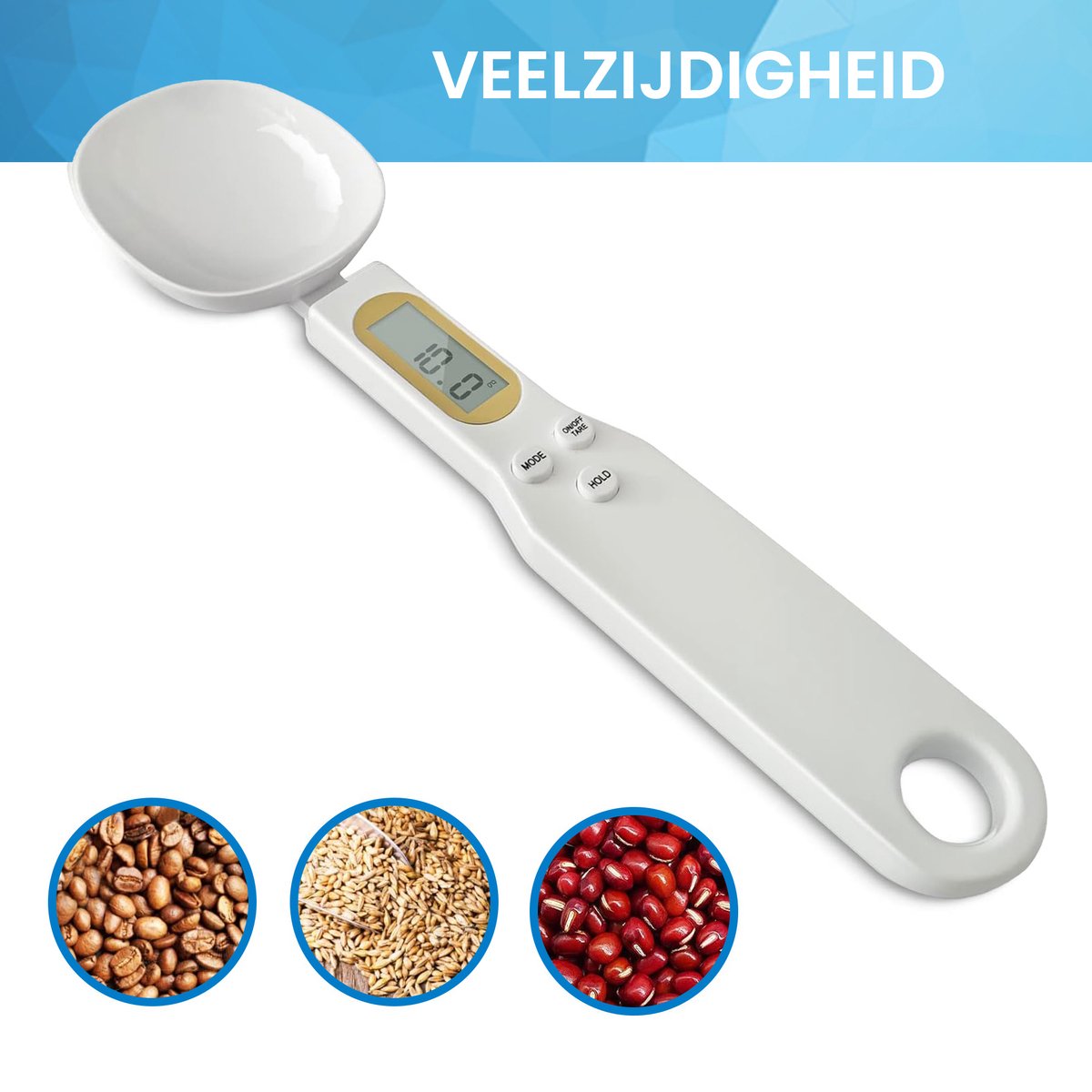 YONO Digitale Lepelweegschaal - Precisie Keukenweegschaal - Weeglepel en Maatlepel in 1 - Wit