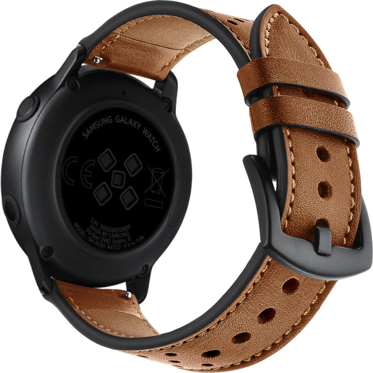 YONO Leer Air Bandje 20mm - Leren Horlogebandje geschikt voor Samsung Galaxy Watch 7 / 6 / 5 / Pro / 4 / 3 / Active 2 - Polar Ignite / Unite – Huawei - Bruin