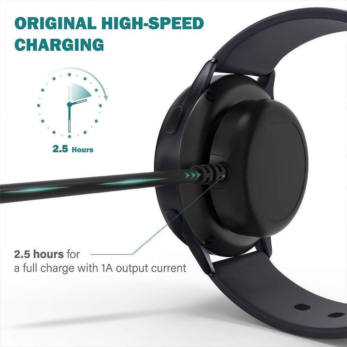 YONO Oplader geschikt voor Samsung Galaxy Watch 5 - 4 - 3 - Active 2 - Oplaadkabel – 1 Meter – Zwart