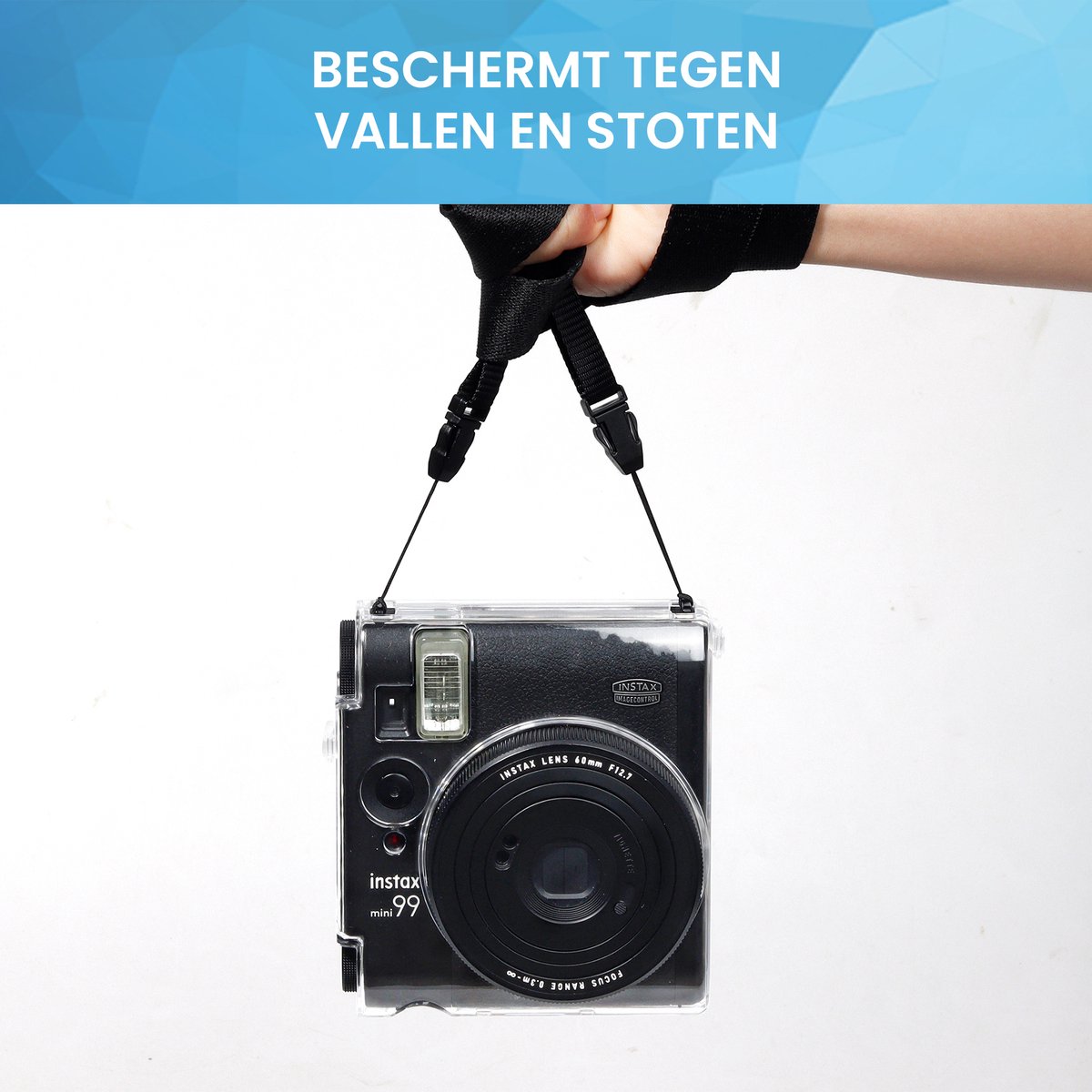 YONO Case geschikt voor Fujifilm Instax Mini 99 - Hoesje met Schouderriem - Transparant