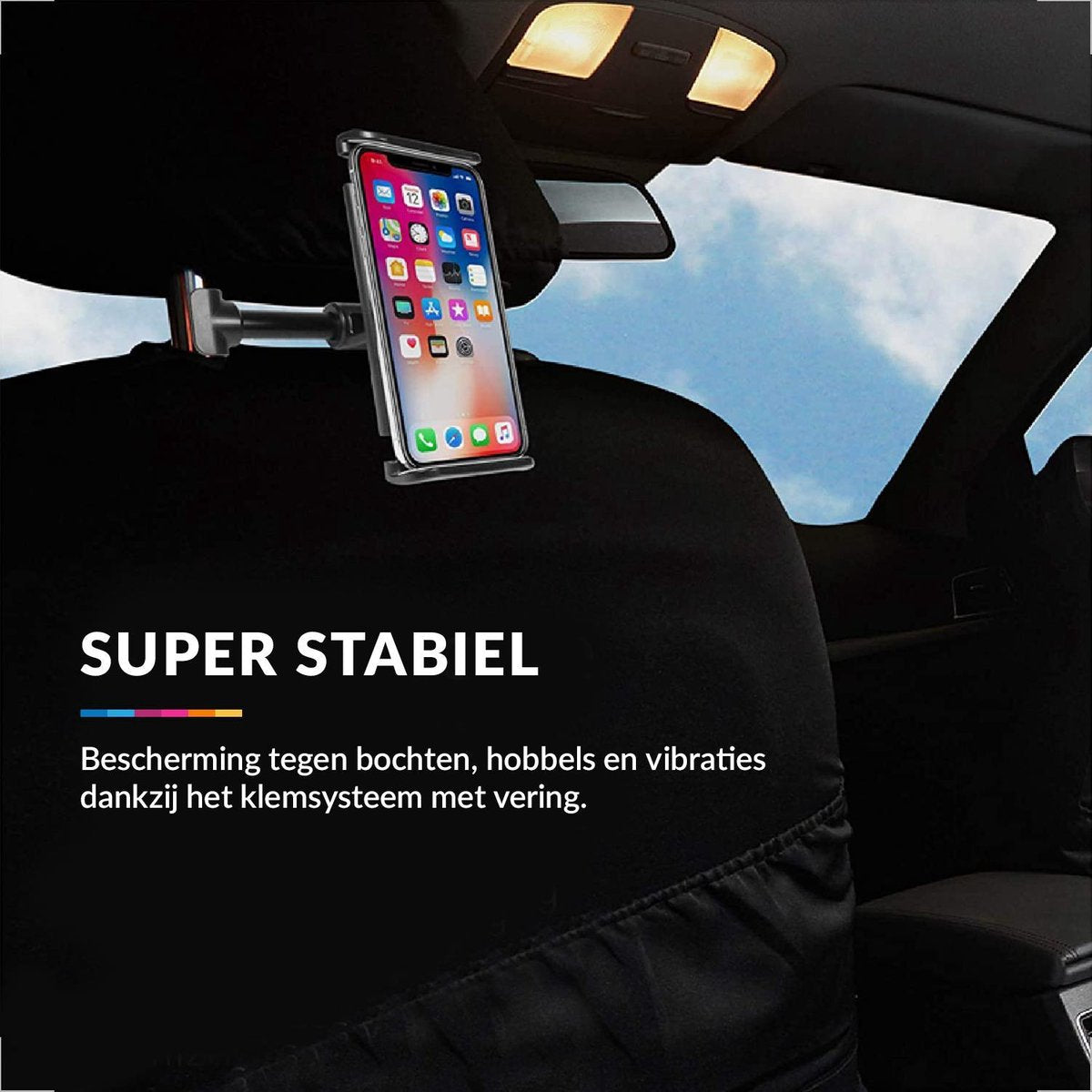 YONO Tablet Houder Auto Universeel - Hoofdsteun - Geschikt voor Tablet / Telefoon / Game Console - Zwart