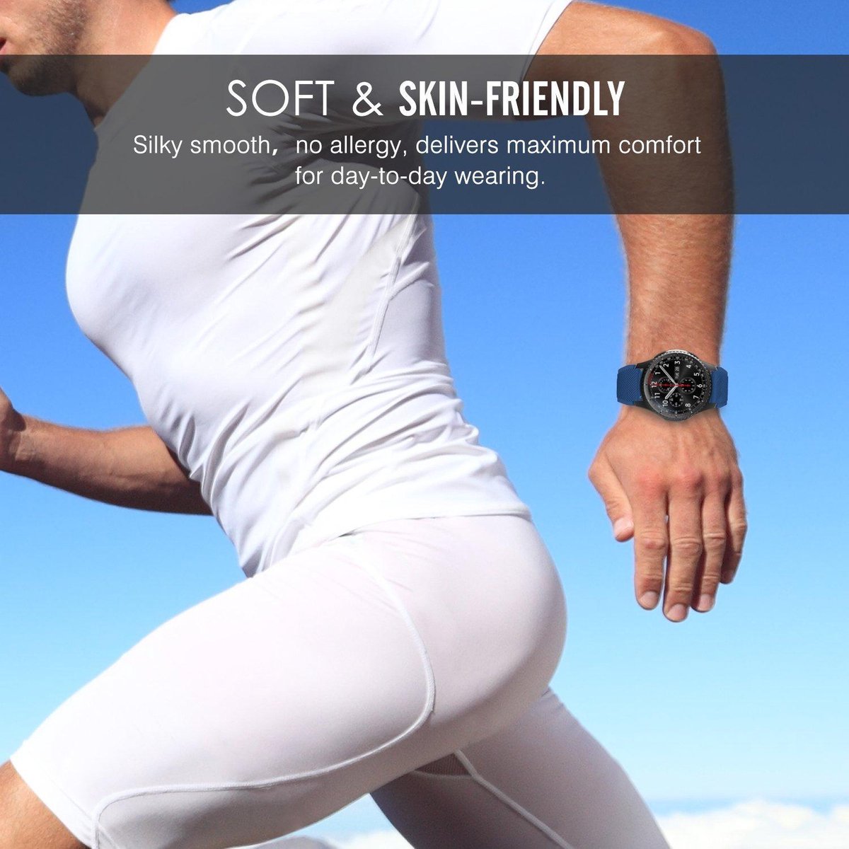 YONO Classic Bandje 22mm - Horlogebandje geschikt voor Samsung Galaxy Watch 46mm / 3 (45mm) / Gear s3 - Polar Vantage M2 / Grit X - Huawei Watch GT 3 (pro) / 2 - Amazfit GTR - Donkerblauw