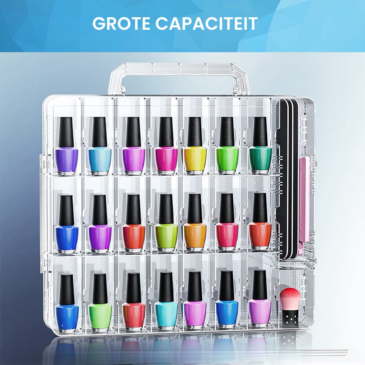 YONO Nagellak Koffer - Organizer Nagelkoffer Opbergen - Tot 48 Potjes - Transparant