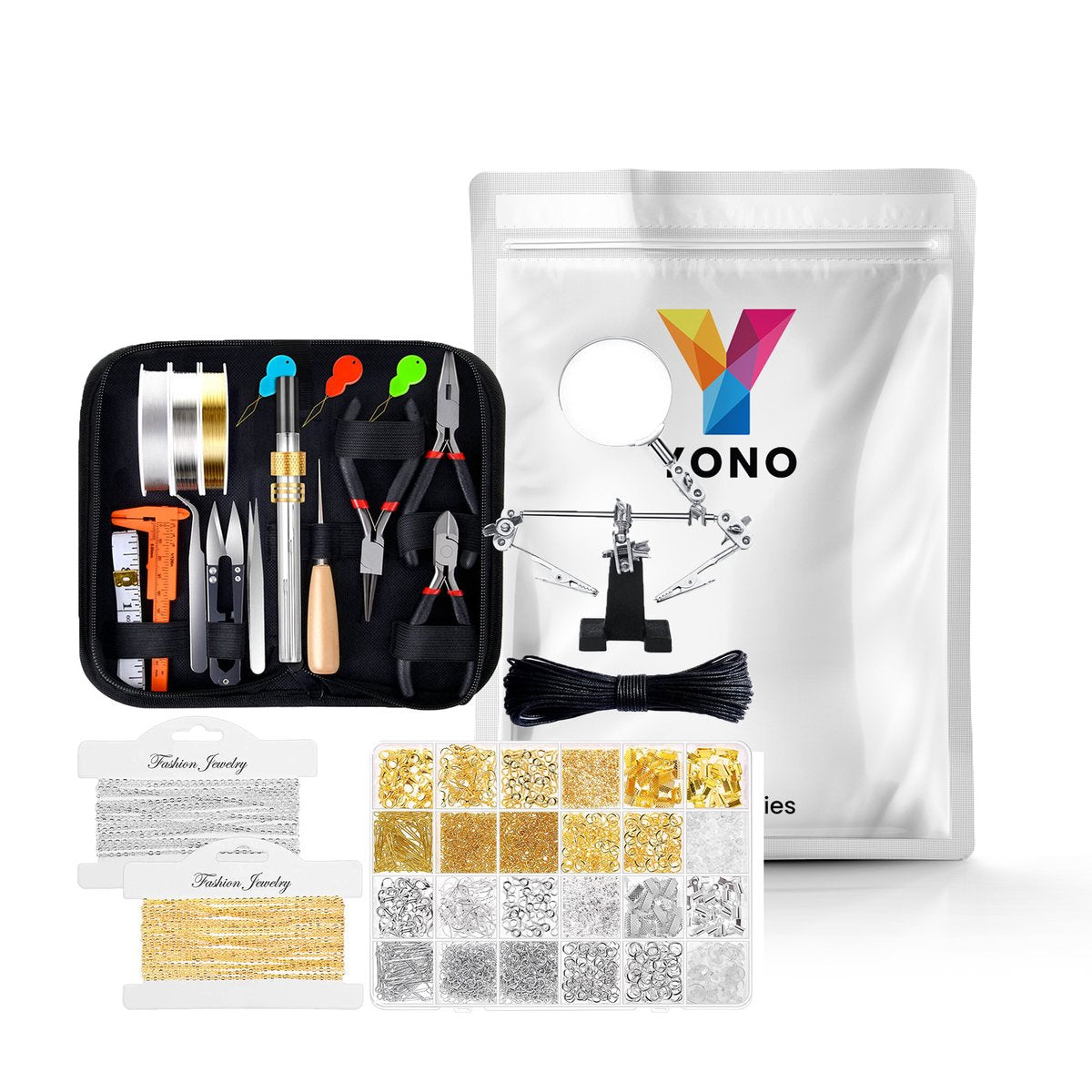 YONO Complete Sieraden Maken Starterspakket - Volwassenen Pakket - DIY Kettingen / Oorbellen / Armbanden - Onderdelen en Gereedschap Set - XL
