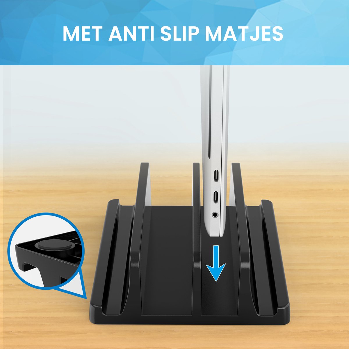 YONO ABS Laptop Standaard Verticaal XL – Verticale Houder voor Bureau / Tablet / Telefoon / Macbook - Zwart