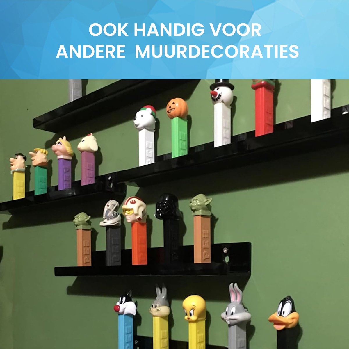 YONO LP Houder aan de Muur XL - Premium Display en Opbergsysteem - Platenhouder - Platenrek - Vinyl Houder - 6 Stuks - Zwart