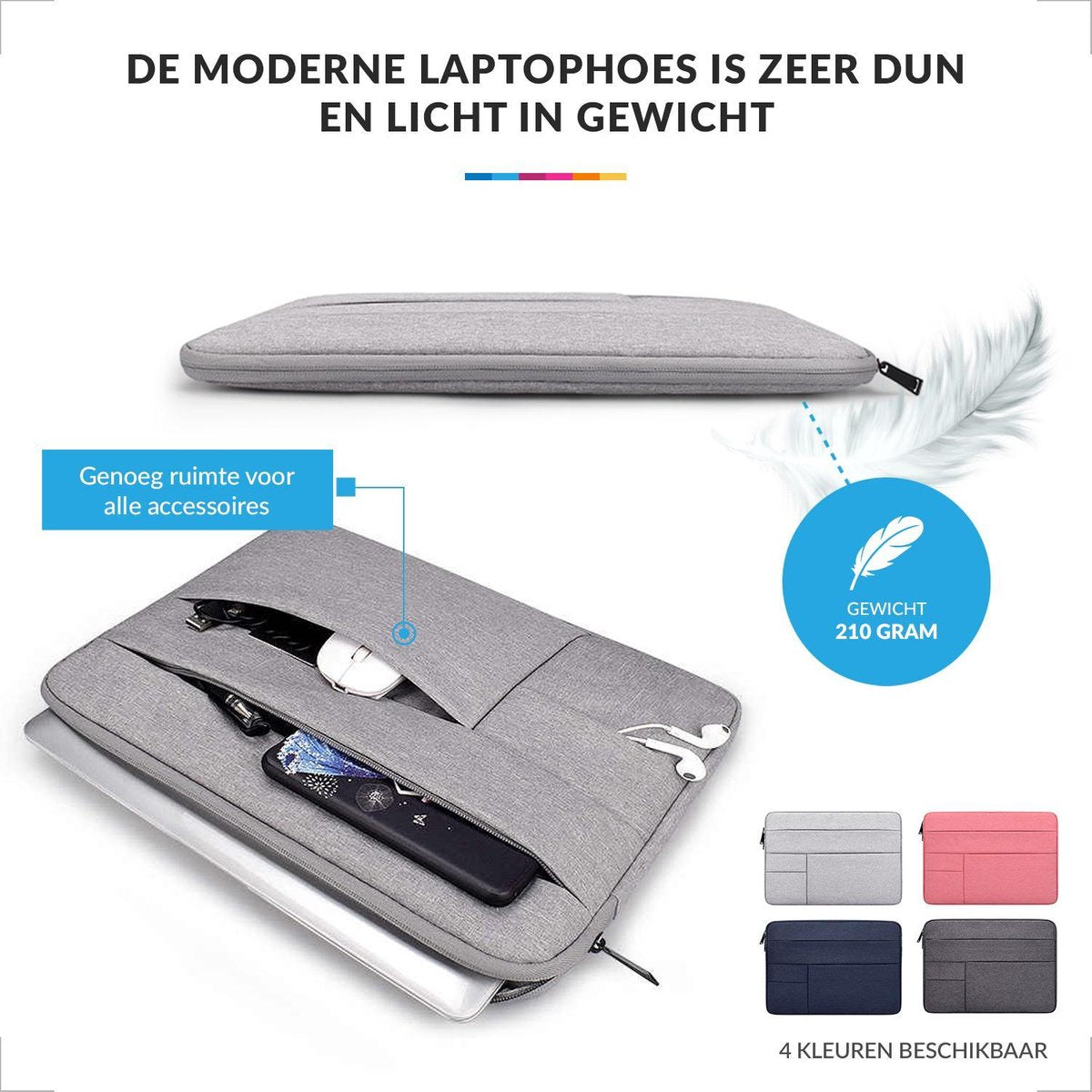 YONO Laptophoes 14 Inch – Laptop Sleeve – Waterafstotende Laptoptas Case - Grijs