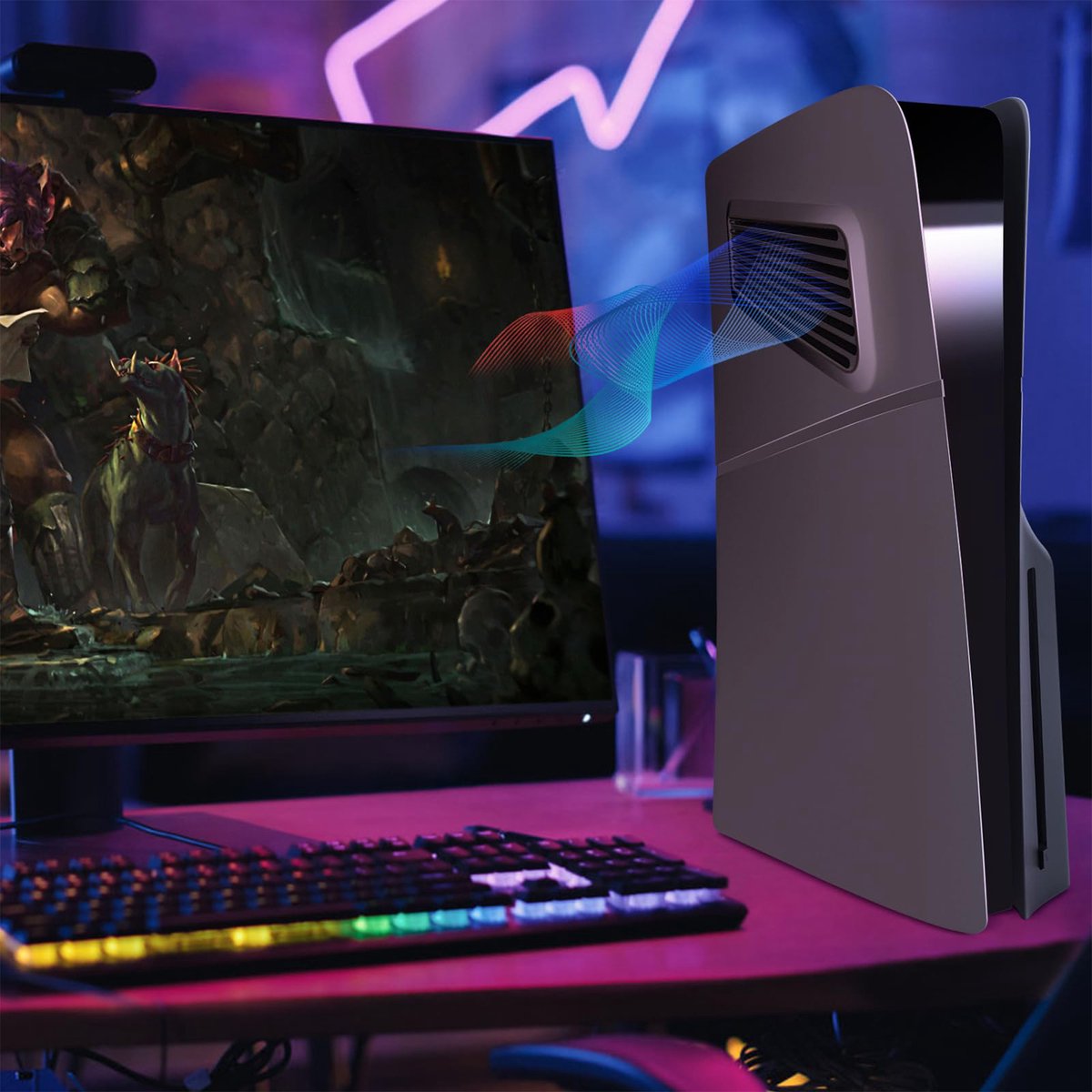 YONO Faceplate geschikt voor Playstation 5 SLIM Disc Edition - PS5 Console Skin Cover Accessoires - Zwart