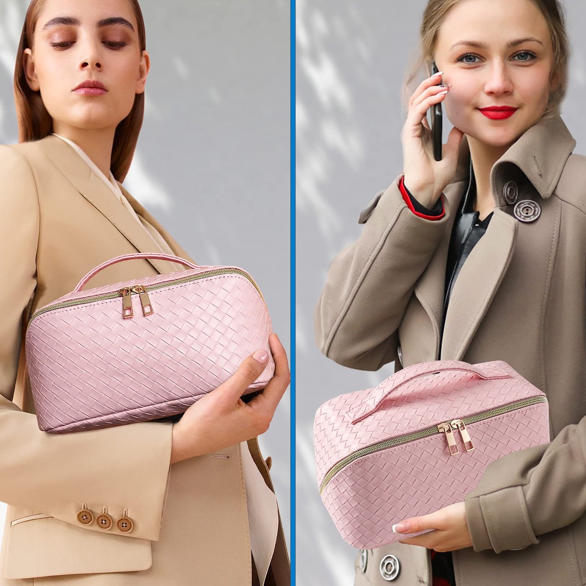 YONO Reis Make Up Tas - Toilettas Etui - Cosmetica Tas - Beauty Case Organizer - Large - Roze