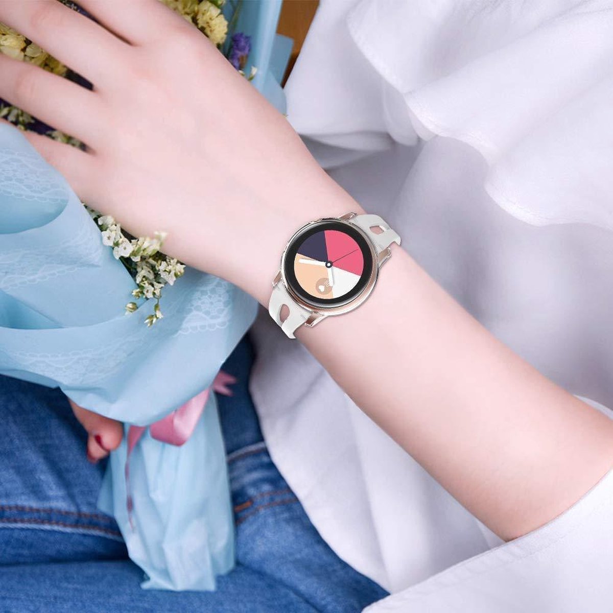 YONO Full Cover Bumper geschikt voor Samsung Galaxy Watch Active 2 40mm – Siliconen Case Screenprotector Hoesje – Zilver