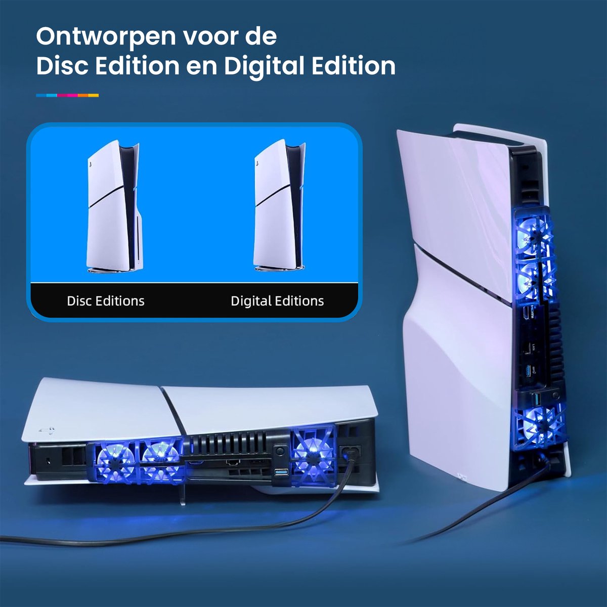 YONO Ventilator geschikt voor Playstation 5 SLIM - USB Koelventilator PS5 Slim Accessoires - Zwart