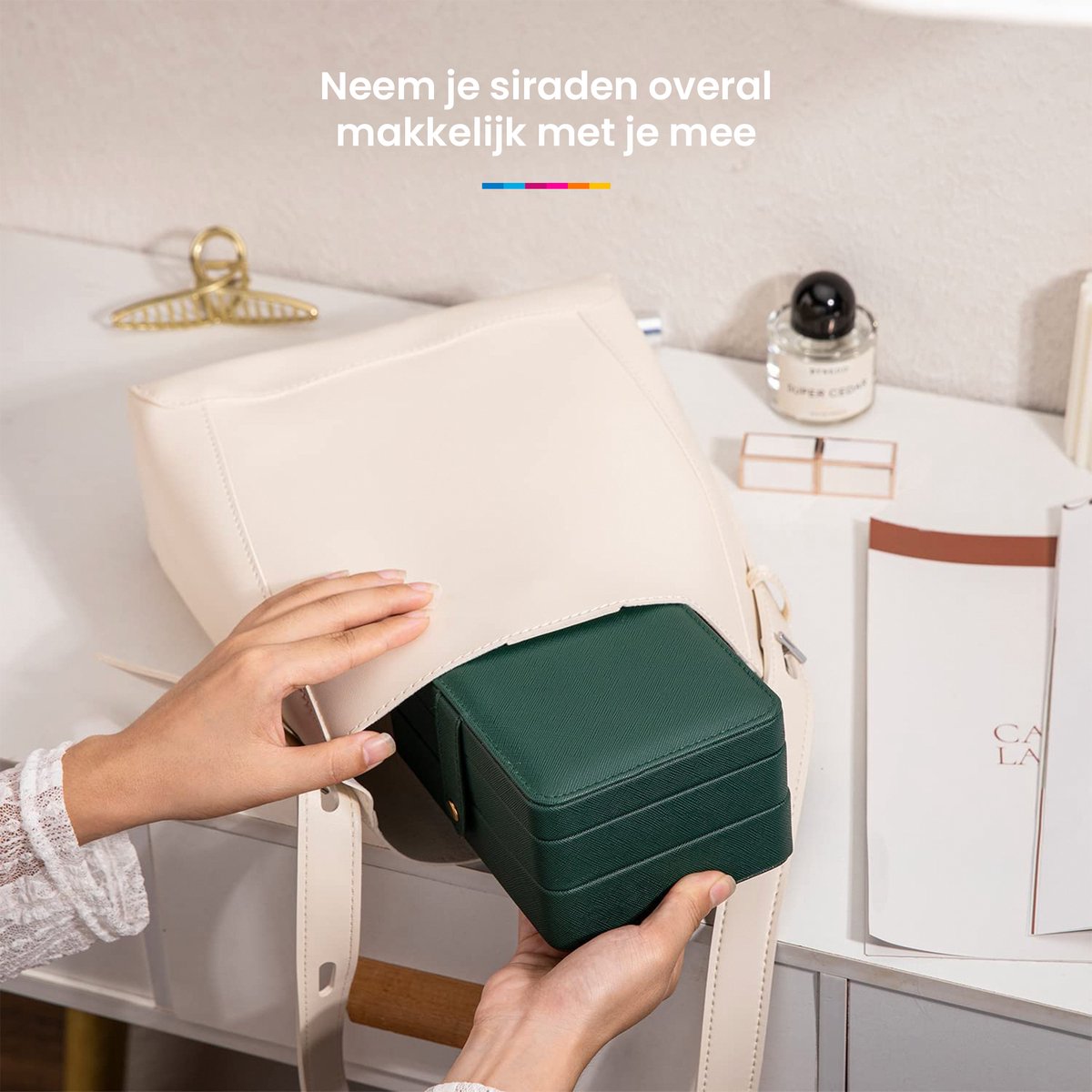 YONO Sieradendoosje - Doos voor Juwelen / Ringen / Kettingen / Oorbellen / Armbanden - Sieraden Organizer - Houder en Opberger - Opbergsysteem - Donkergroen