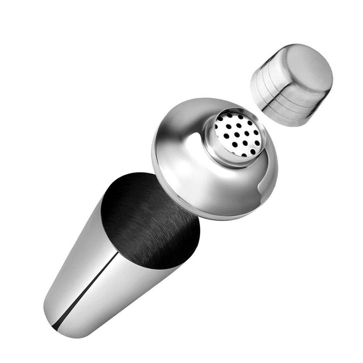 YONO Luxe Cocktail Shaker Set 9-delig en Organizer – Metaal met Houten Bar Stand