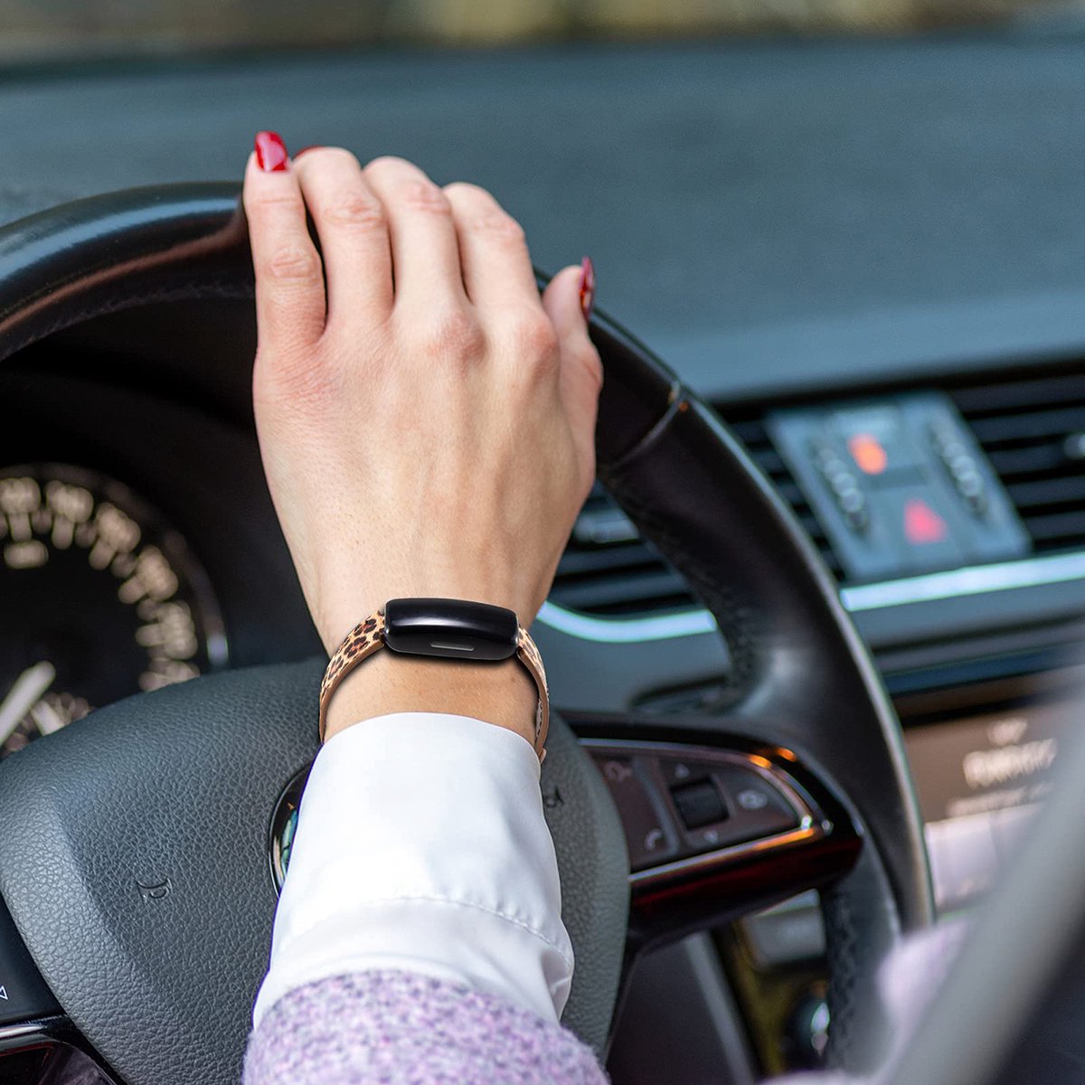 YONO Leer Bandje geschikt voor Fitbit Inspire 3 - Vervangende Lederen Armband - Leopard