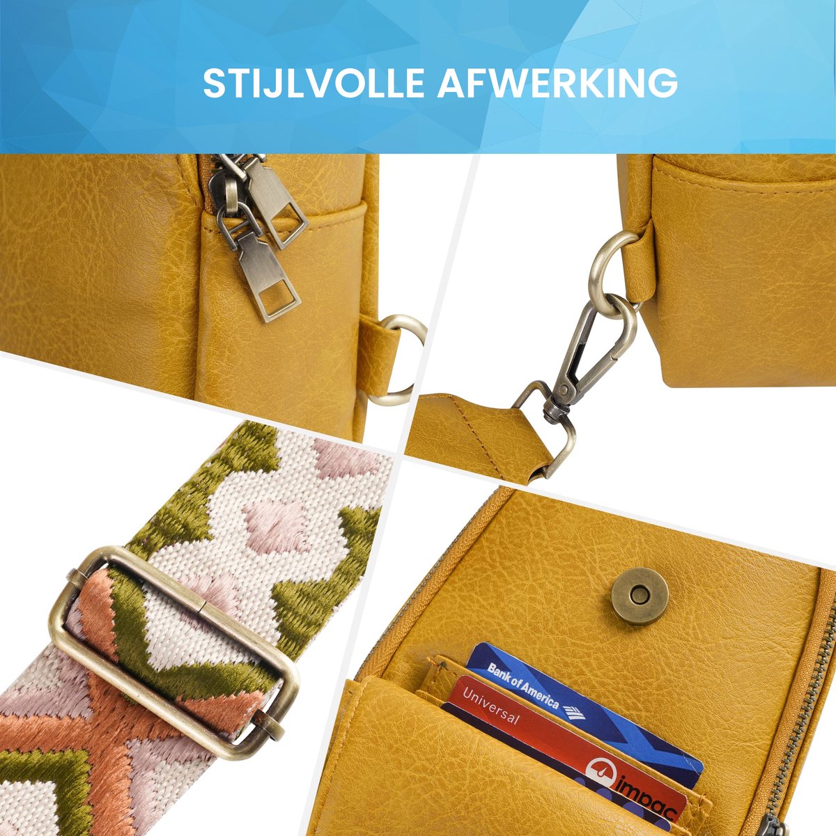 YONO Crossbody Tas Azteca Design - Sling Bag - Schoudertas - Anti Diefstal Rugzak - Dames - Lichtbruin
