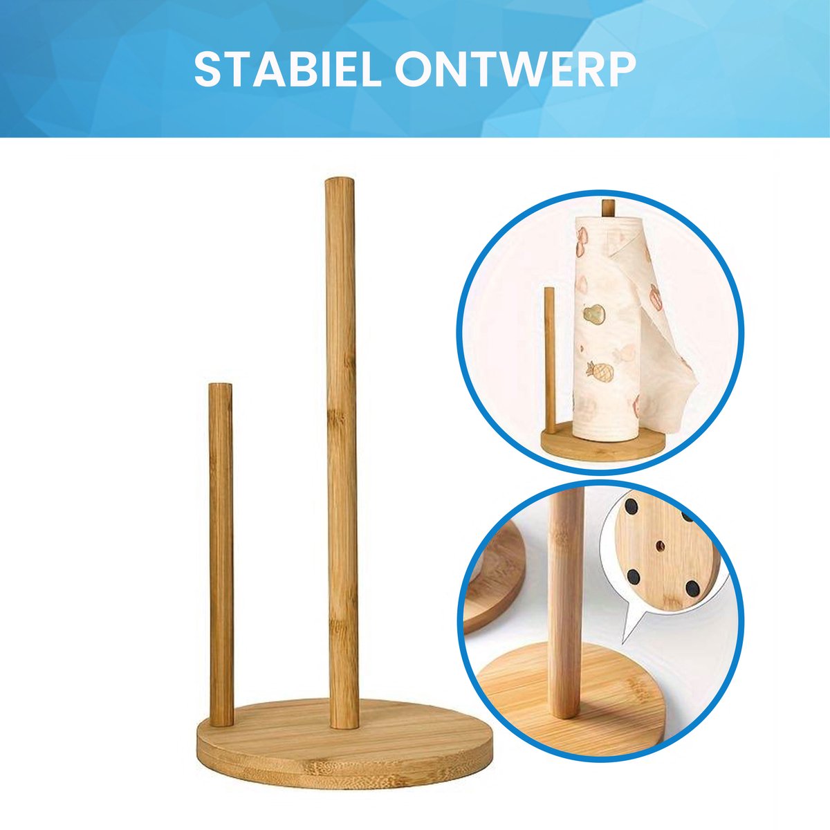 YONO Bamboe Keukenrolhouder Staand - Rollenhouder - Hout