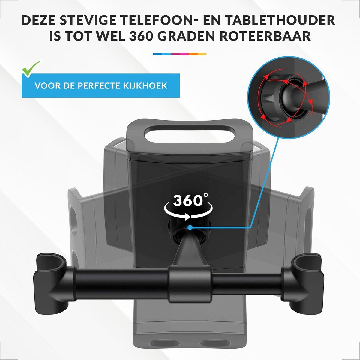YONO Tablet Houder Auto Universeel - Hoofdsteun - Geschikt voor Tablet / Telefoon / Game Console - Zwart