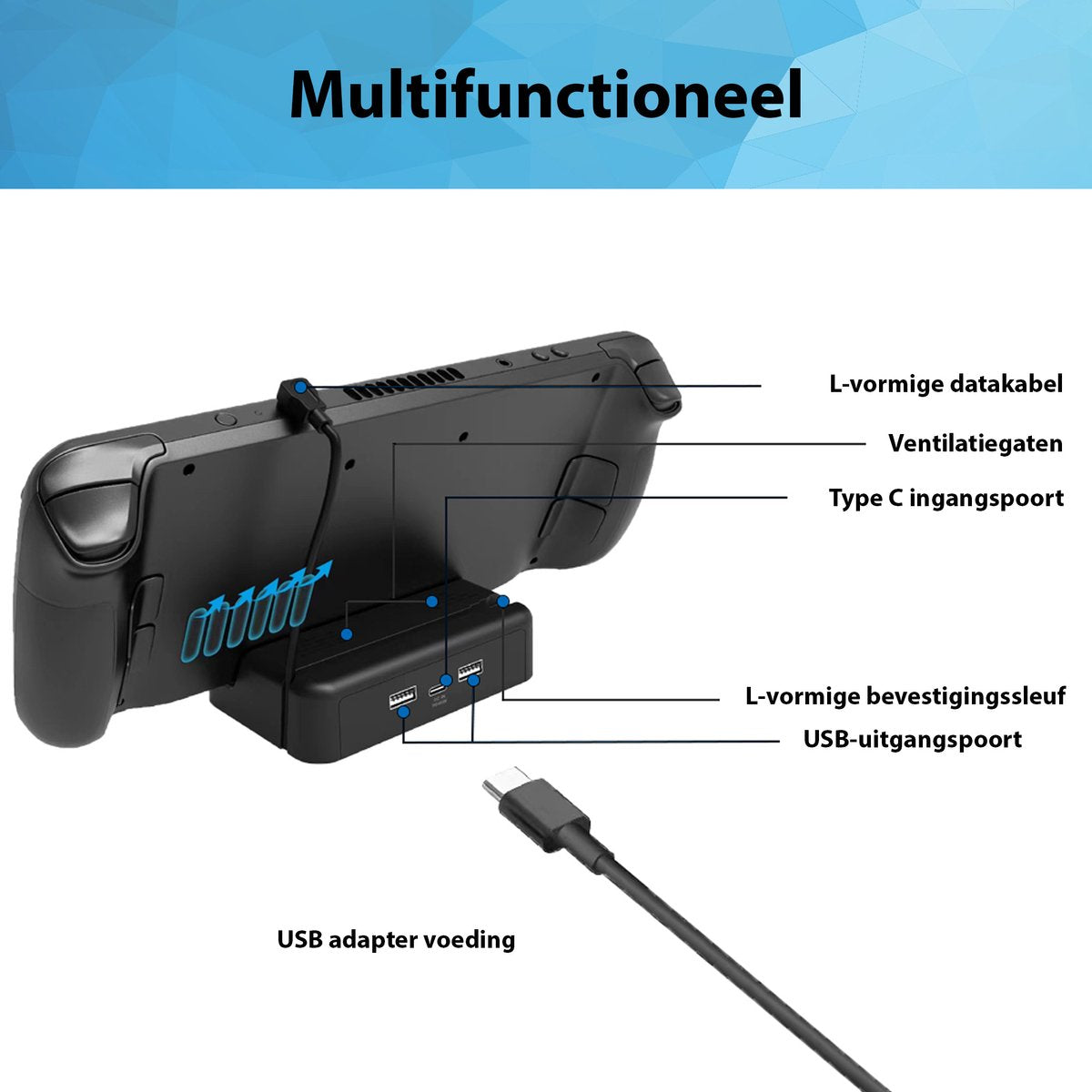 YONO Charging Dock geschikt voor Valve Steam Deck - Oplader met Standaard en Houder - Verticale Console Stand - Zwart