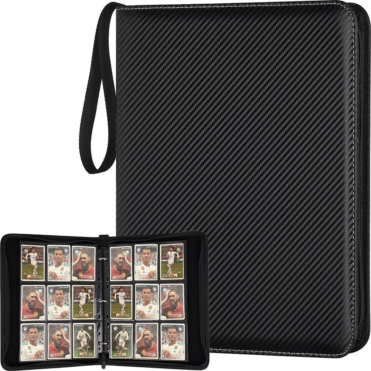 YONO Premium Verzamelmap XL - Opbergmap voor Trading en Speelkaarten - 40 Pagina's - Tot 720 Kaarten - Insteekmap met Insteekhoezen 9 Vakjes - Zwart