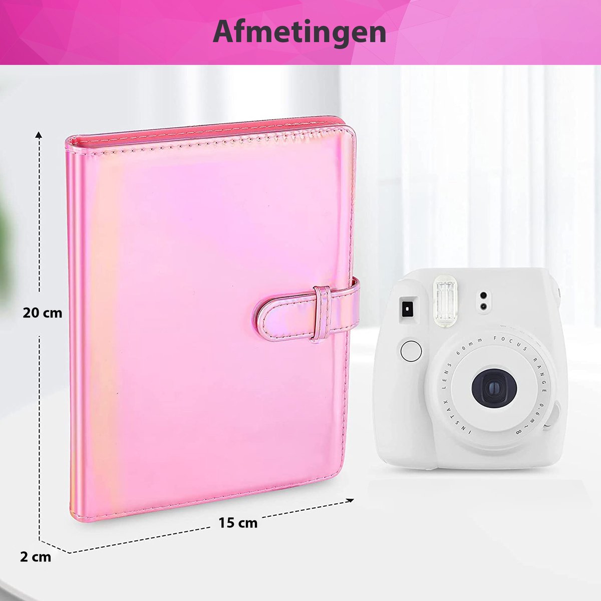 YONO Fotoalbum 128 voor Instant Camera Fotopapier - Fotoboek Geschikt voor Fujifilm Instax Mini 12 / 11 / 9 / 8 / 7s / 25 / 90 / Link / SP-2 / Liplay - Film Polaroid - Kodak en Meer - Roze