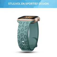 YONO Leopard Bandje geschikt voor Apple Watch - 45/44/42 mm - Siliconen Armband - Leisteen