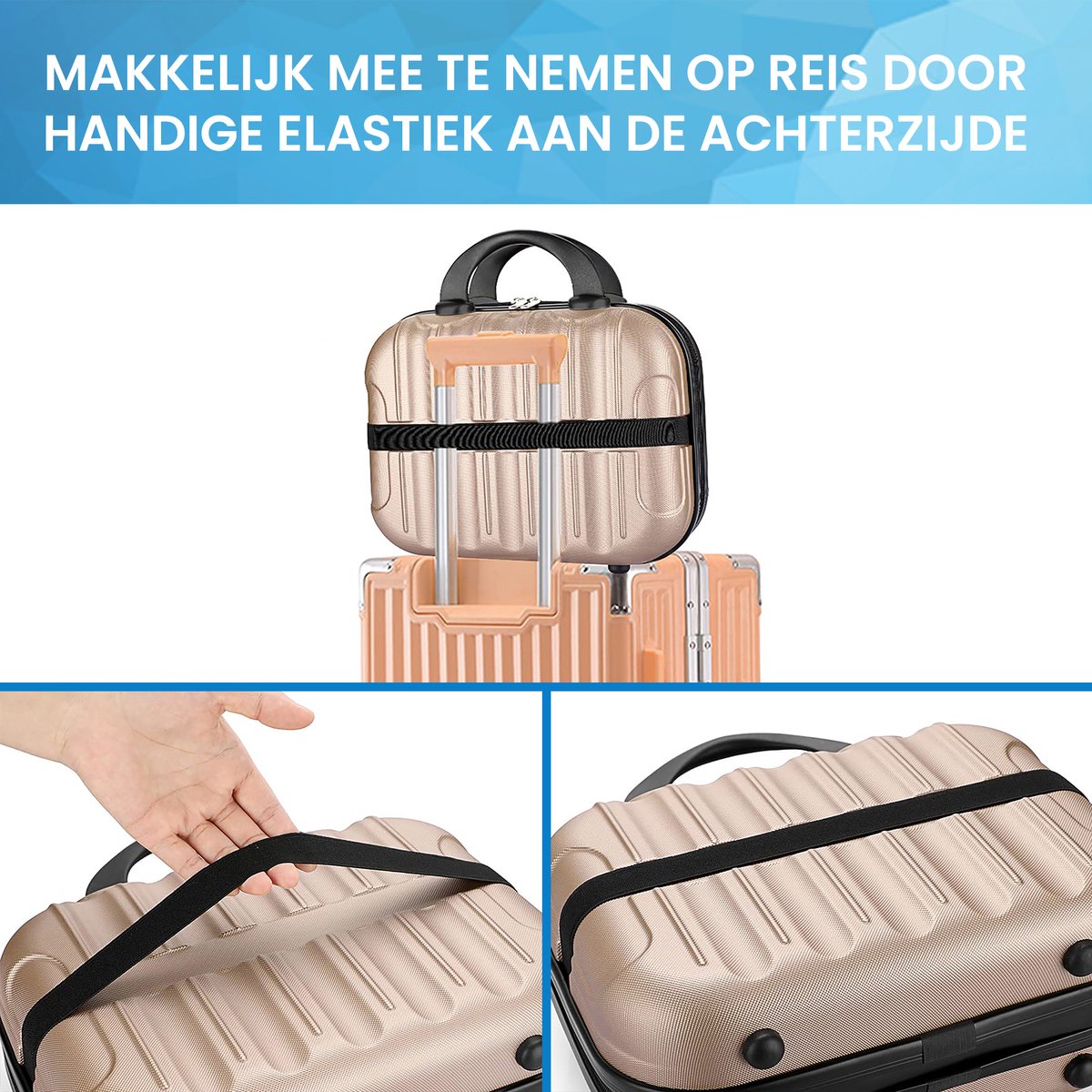 YONO Beautycase Koffer - Luxe Make-up Tas - Handbagage Hard Shell - Champagne