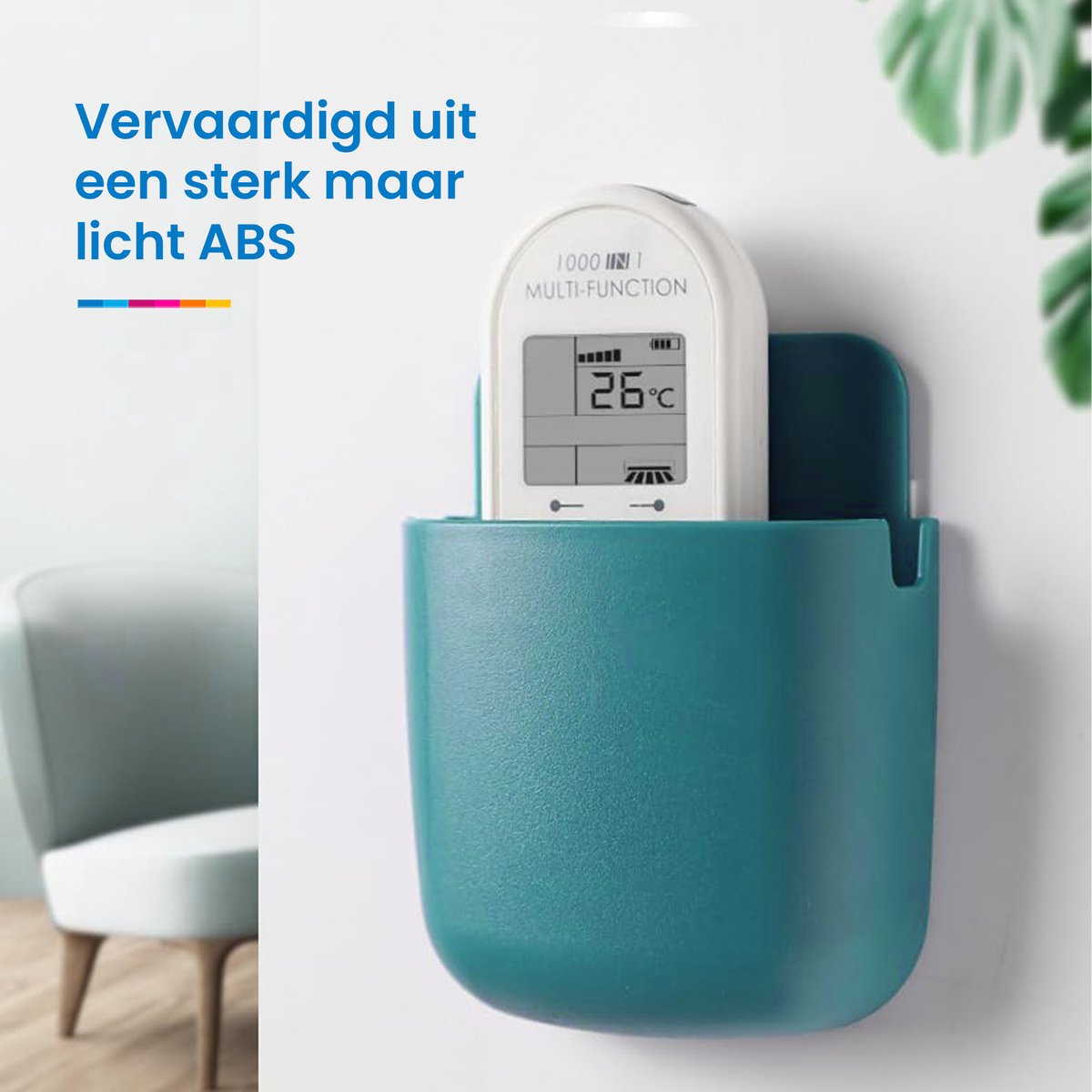 YONO Muur Houder met Plakstrip geschikt voor Afstandsbediening en Telefoon - Donkerblauw