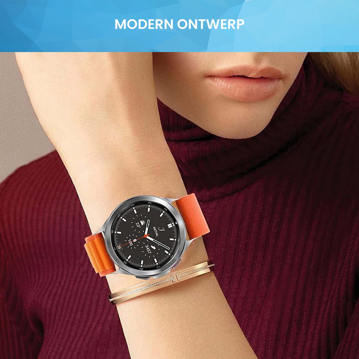 YONO Nylon Loop Bandje 20mm - Horlogebandje geschikt voor Samsung Galaxy Watch 7/6/5 / Pro / 4 / 3 / Active 2 - Polar Ignite / Unite – Huawei - Oranje