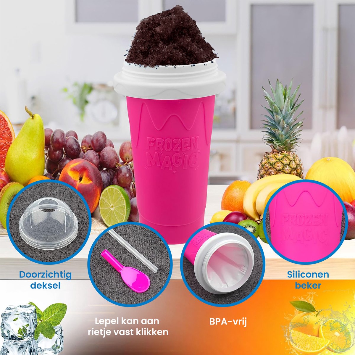 YONO Slushy Maker Cup - Geschikt voor Slush Puppy - Slush Beker - Roze