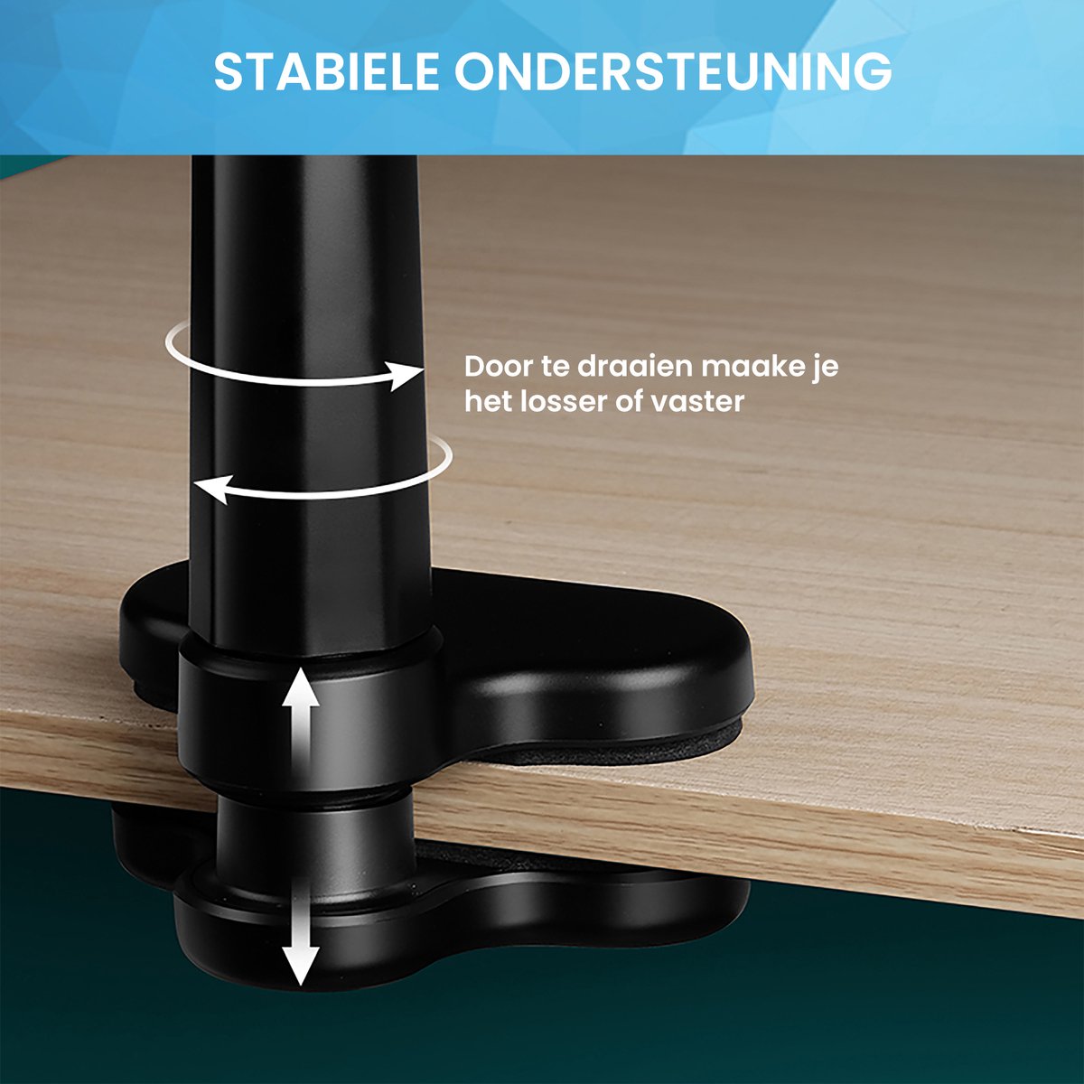 YONO Tablet Houder met Flexibele Arm - Statief geschikt voor Bureau Tafel en Bed - Zwart