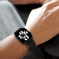 YONO Siliconen Stretch Bandje geschikt voor Apple Watch - 42 / 44 / 45 / 49 mm - Zwart