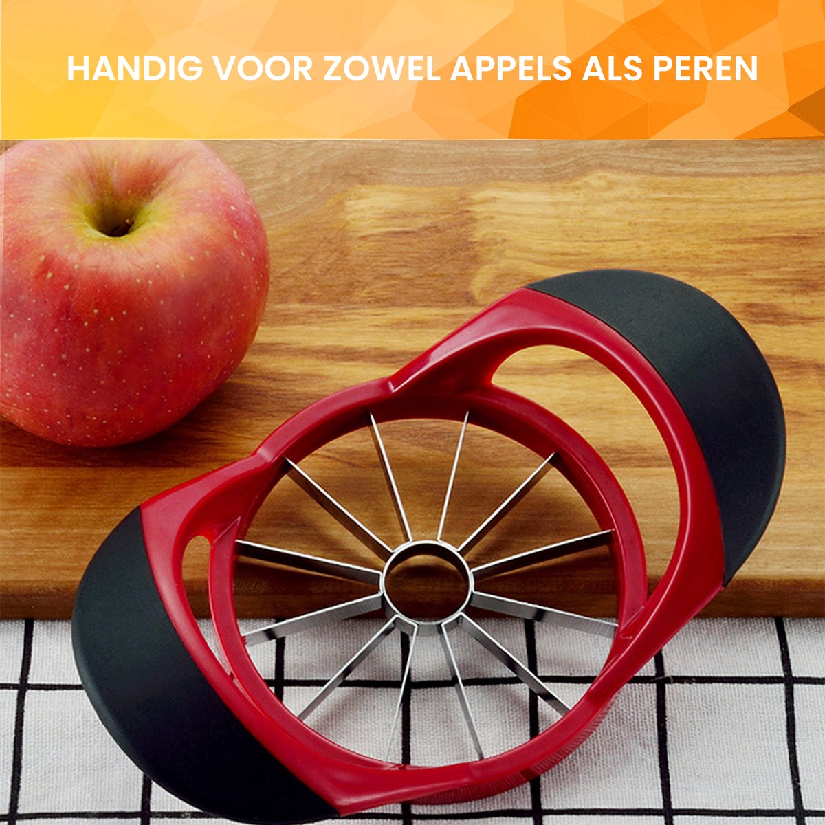 YONO Appelsnijder 12 Partjes - RVS Appeldeler - Appelboor – Rood
