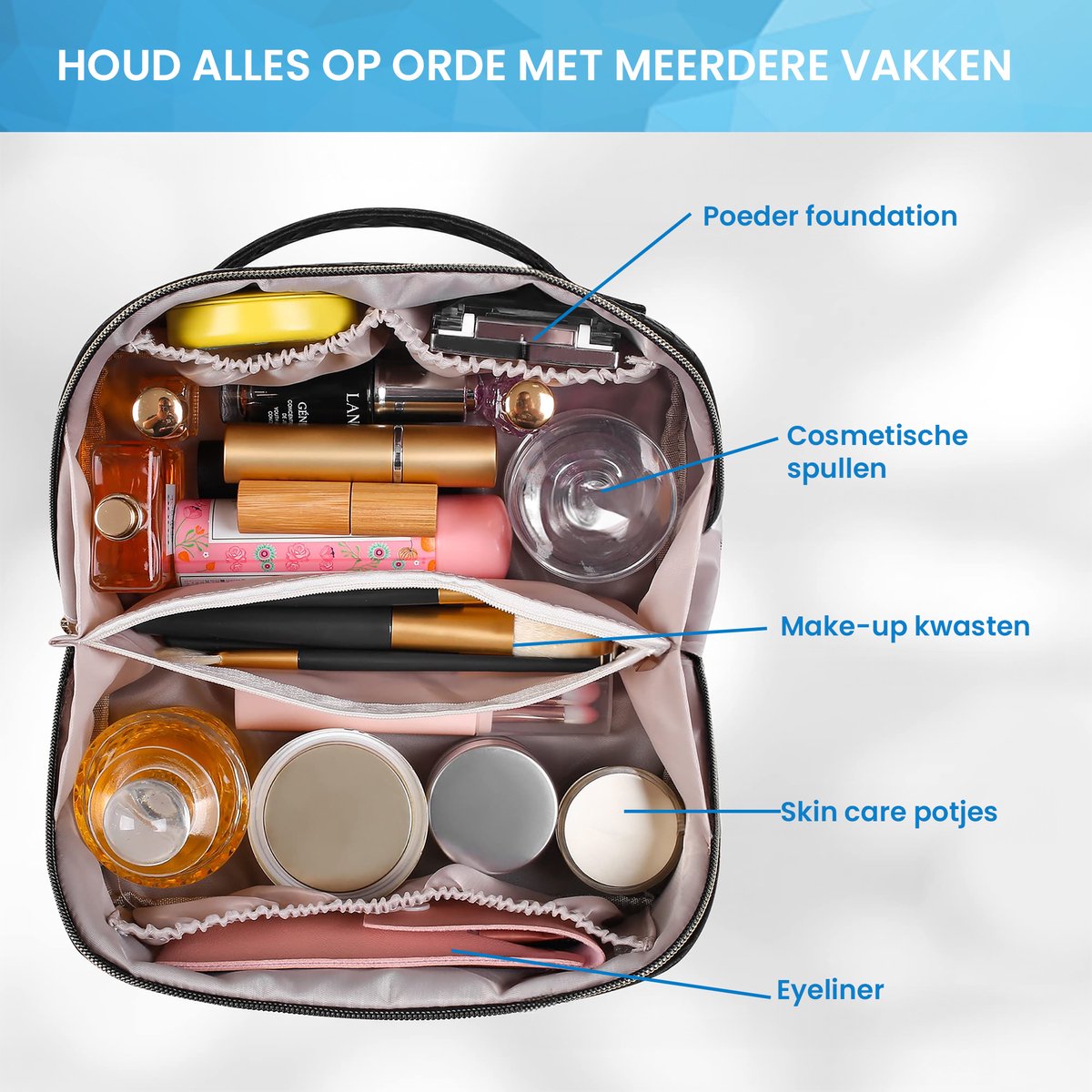 YONO Reis Make Up Tas - Toilettas Etui - Cosmetica Tas - Beauty Case Organizer - Large - Zwart