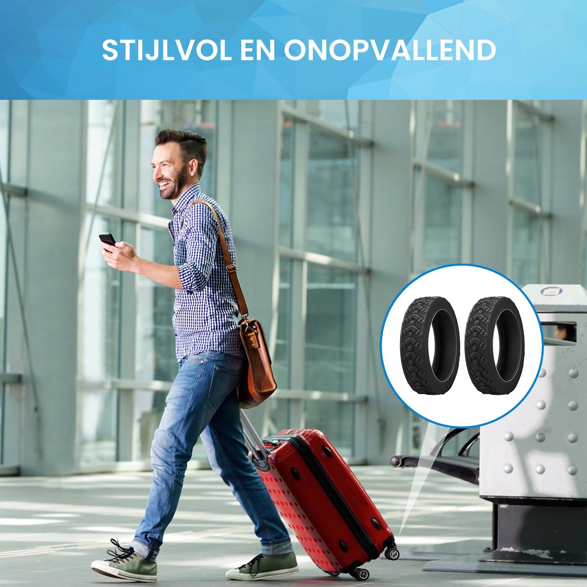 YONO Siliconen Kofferwiel Beschermers met Profiel - 8 Stuks - Zwart