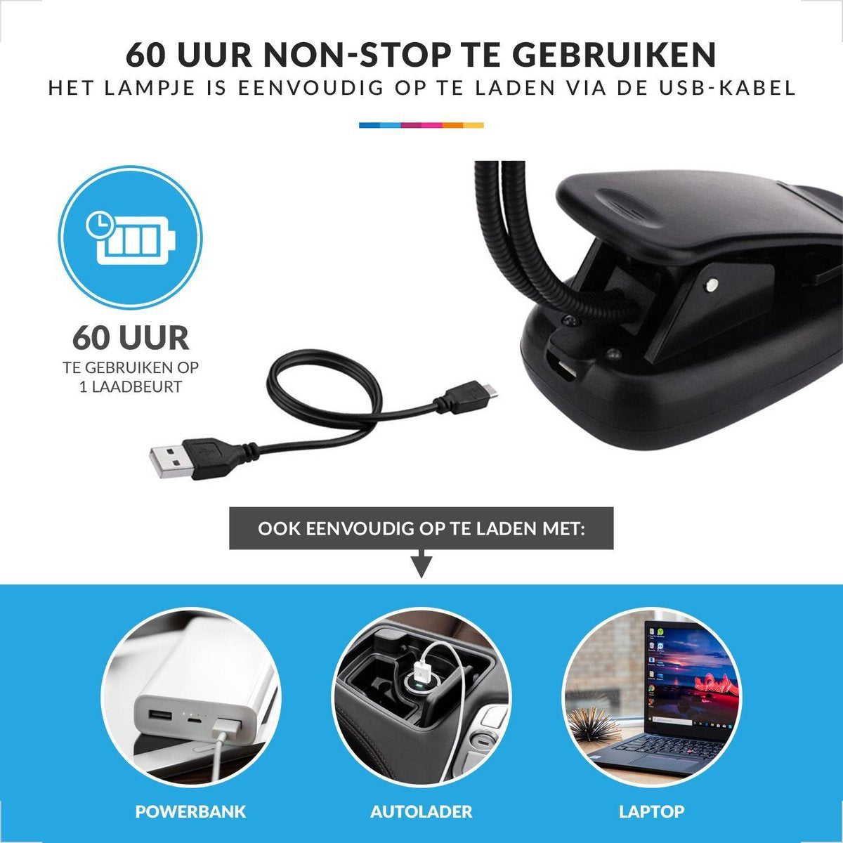 YONO Leeslampje voor Boek - Leeslamp Slaapkamer met Dimfunctie – Klemlamp – Bedlamp – Zwart