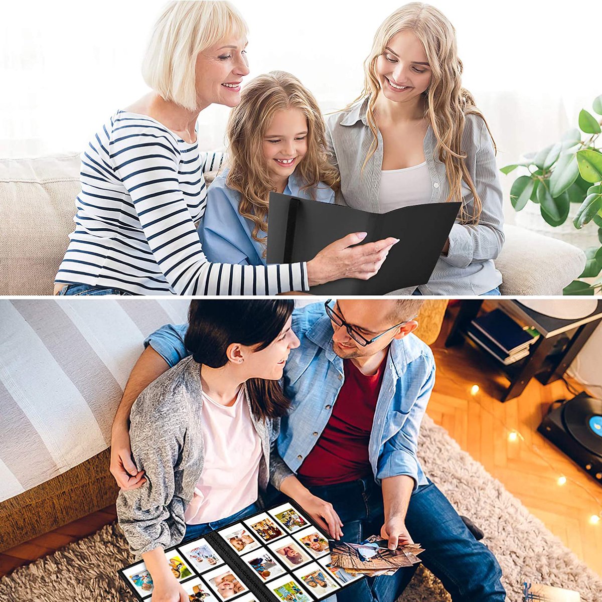 YONO Fotoalbum 360 voor Instant Camera Fotopapier - Fotoboek Geschikt voor Fujifilm Instax Mini 12 / 11 / 9 / 8 / 7s / 25 / 90 / Link / SP-2 / Liplay - Film Polaroid - Kodak - Square en Meer - Zwart