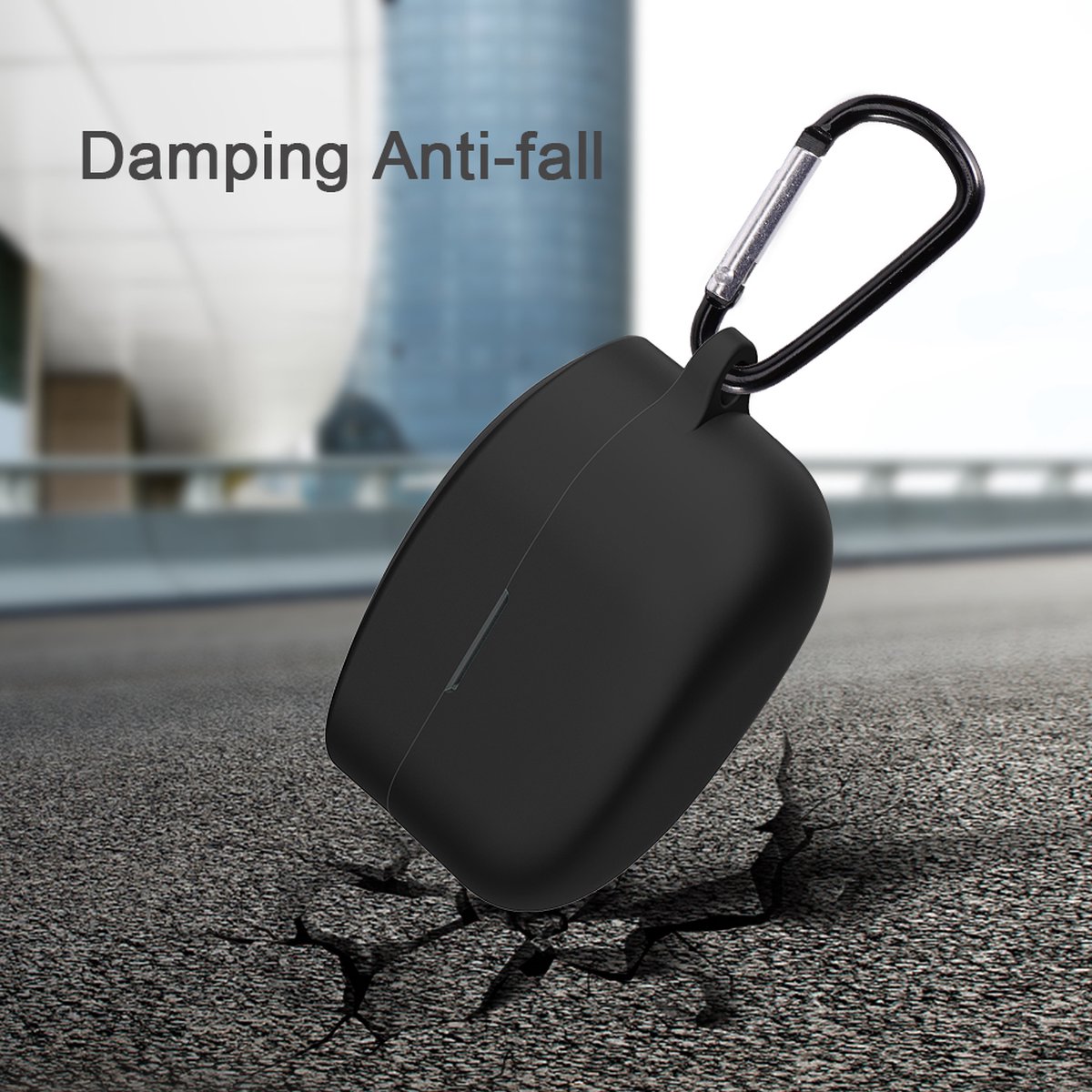 YONO Hoesje geschikt voor Sony WF-1000XM4 - Siliconen Case met Clip - Zwart