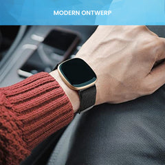 YONO Milanees Bandje geschikt voor Fitbit Versa 4 / Sense 2 – Zwart – Small
