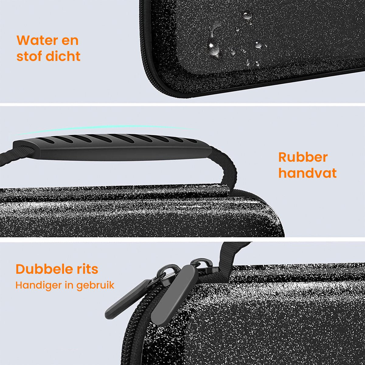 YONO Glitter Case geschikt voor Nintendo Switch / Switch OLED - Opbergtasje Hoesje - Beschermhoes - Zwart