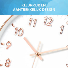 YONO Wandklok Modern - Stille Klok - 30 cm - Rose Gold