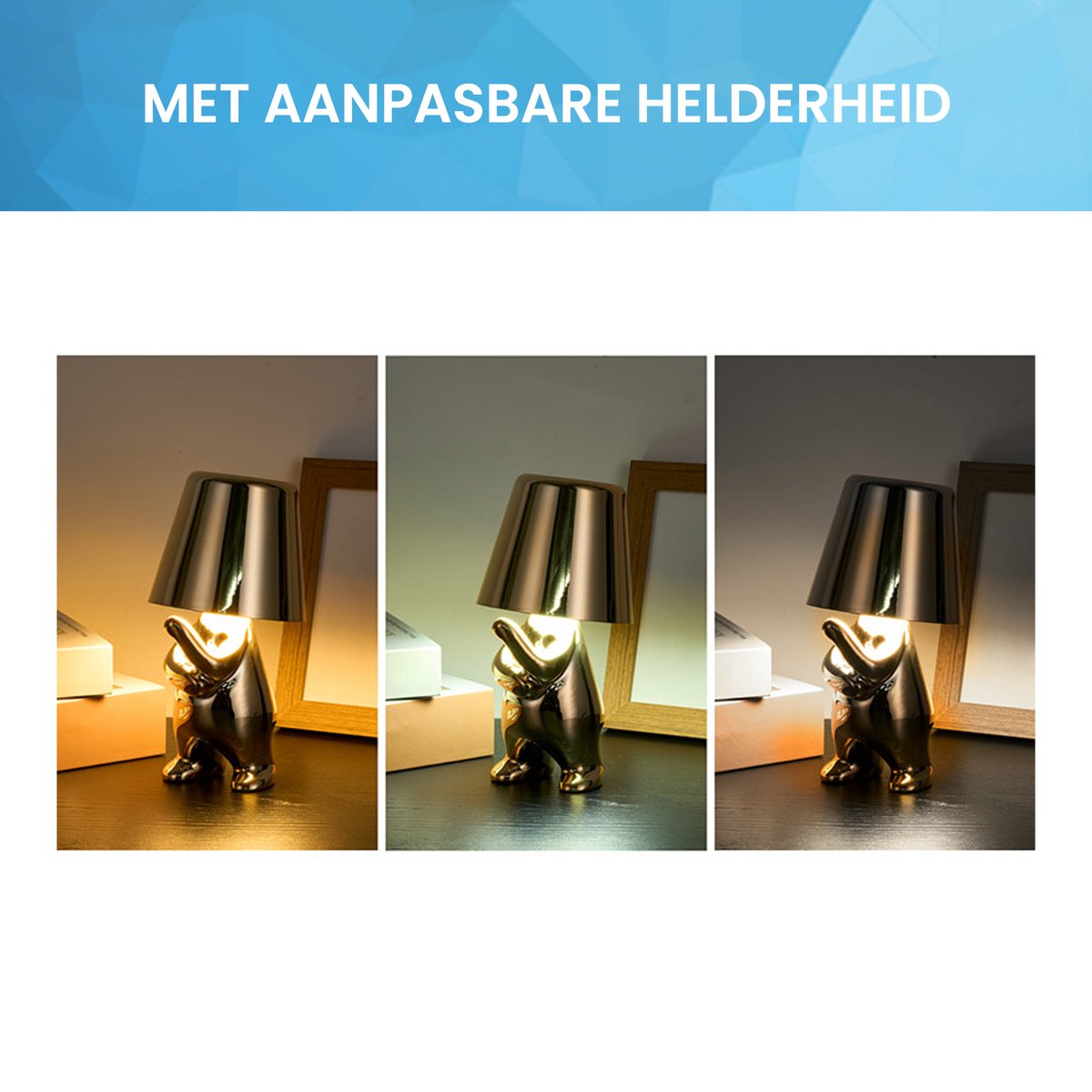 YONO Decoratieve Tafellamp Oplaadbaar - Nachtlampje Slaapkamer - Bureaulamp Woonkamer - Woondecoratie Beelden en Figuren - Wanneer - Goud
