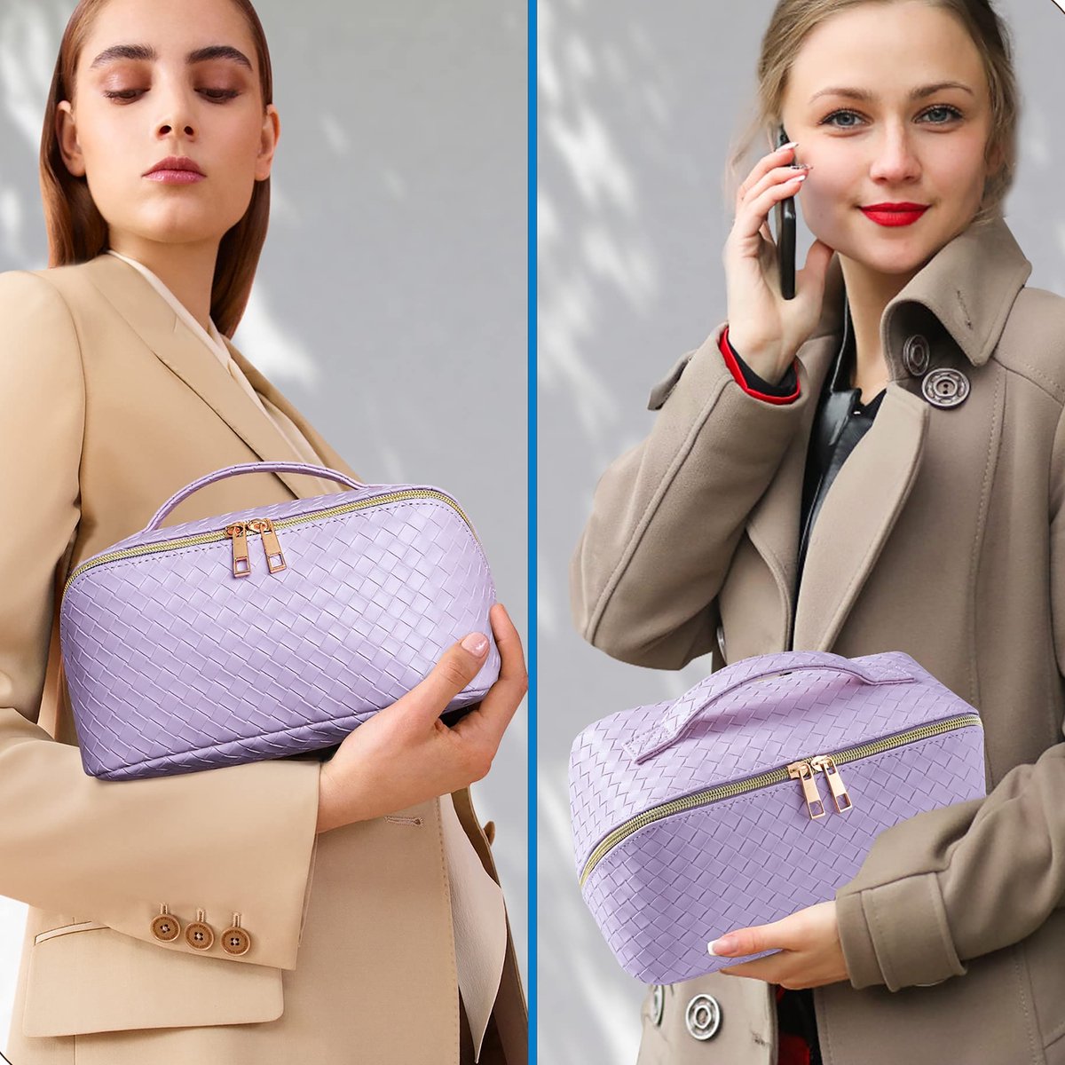 YONO Reis Make Up Tas - Toilettas Etui - Cosmetica Tas - Beauty Case Organizer - Large - Lichtpaars