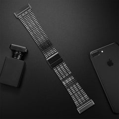 YONO Miami Schakel Bandje geschikt voor Fitbit Versa 3 / Sense - Stalen RVS Armband - Zwart