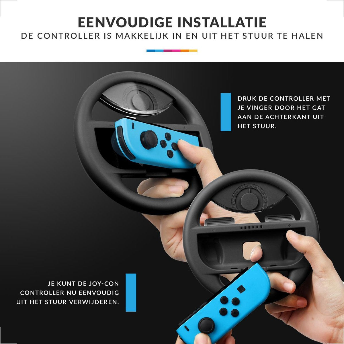 YONO Accessoires Grip Set geschikt voor Nintendo Switch Joy Con - Stuur en Controller Houder - Zwart