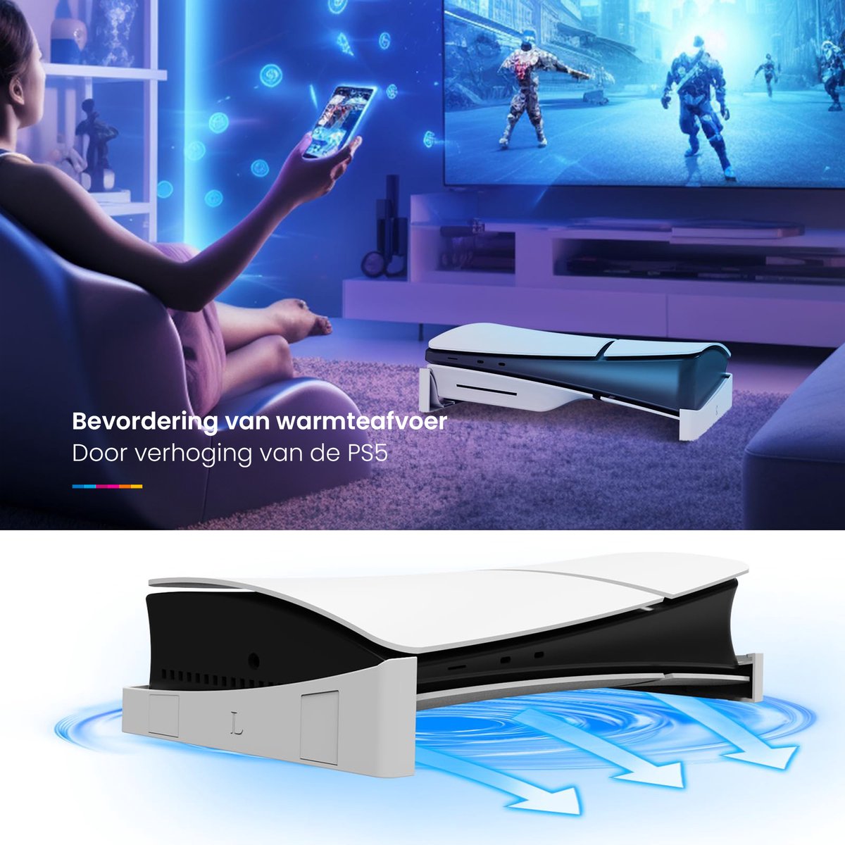 YONO Horizontale Standaard geschikt voor Playstation 5 SLIM - PS5 Stand Liggend - Houder - Lichtgrijs