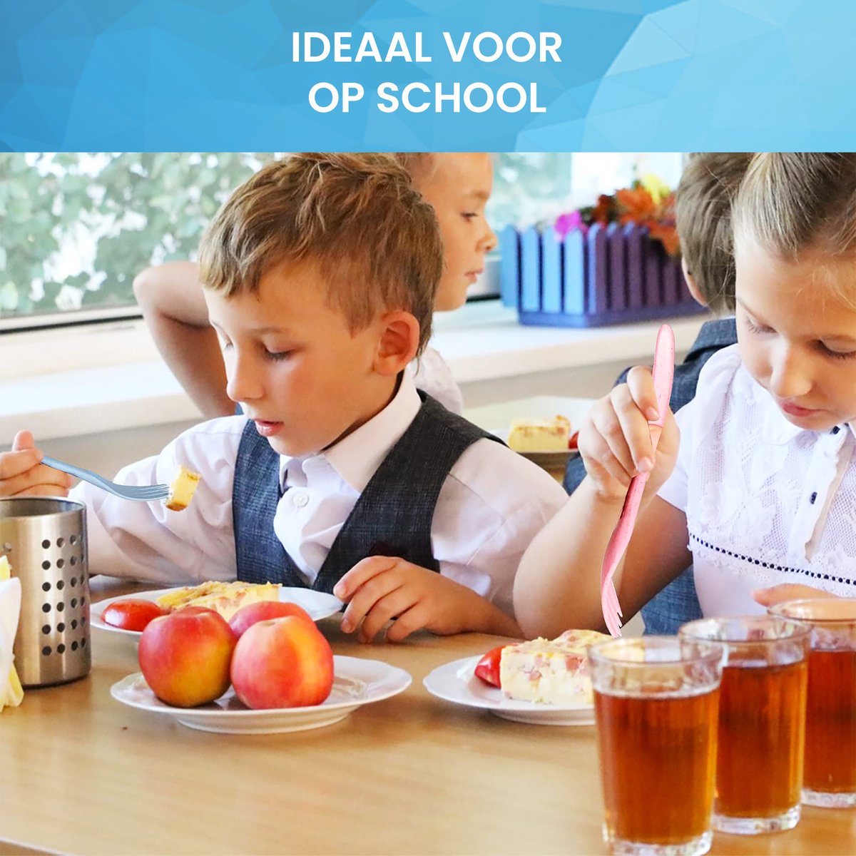 YONO Camping Bestek Set - Outdoor Eetgerei Meeneem Set - Reis Lepel, Vork en Mes - Blauw