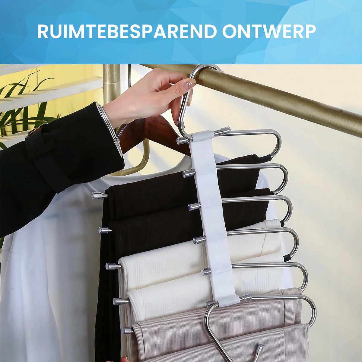 YONO Broekhanger Ruimtebesparend - Kledinghangers Broeken - Broekenhangers - 9 in 1 Hangers