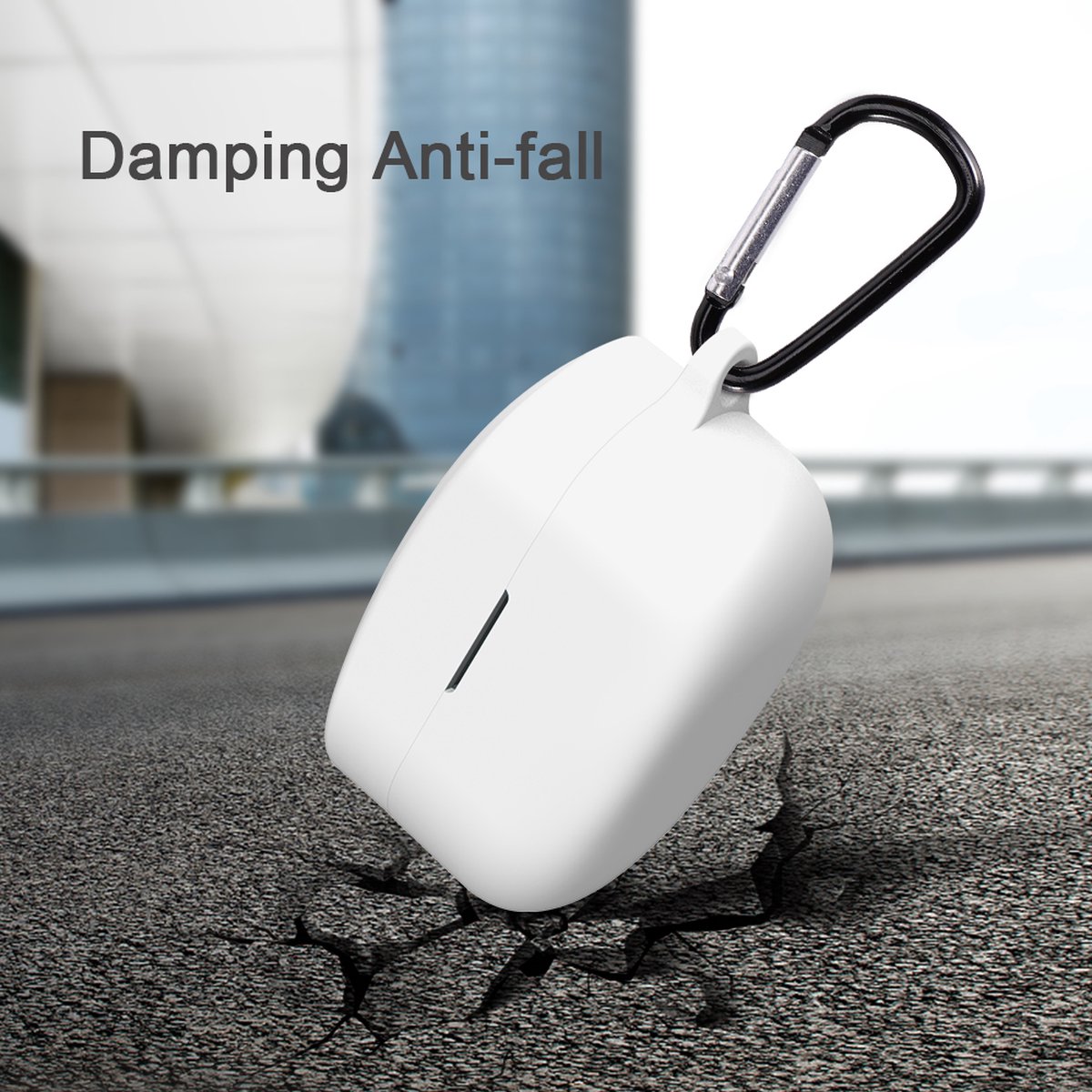 YONO Hoesje geschikt voor Sony WF-1000XM4 - Siliconen Case met Clip - Wit