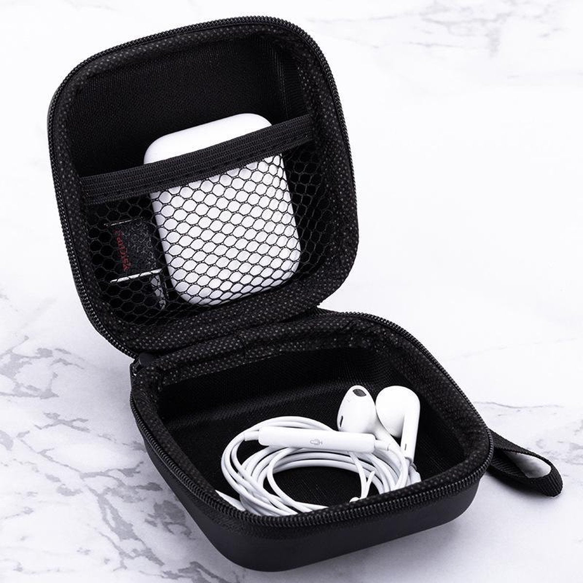 Bescherm Hoes - Hard Case - Universeel hoesje voor oordopjes - Geschikt voor Bluetooth Headset - In-ear Oortjes - Earpods – Zwart