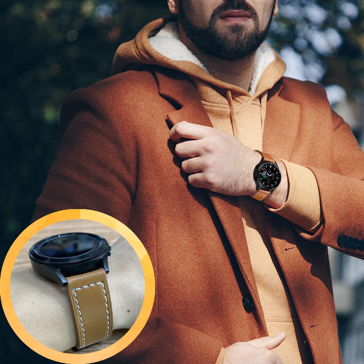 YONO Leer Bandjes Set 20mm - Zwart / Bruin - Horlogebandje geschikt voor Samsung Galaxy Watch 7/6/5 / Pro / 4 / 3 / Active 2 - Polar Ignite / Unite – Huawei - 2 Pack